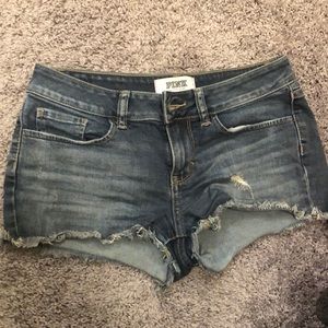 pink jean shorts
